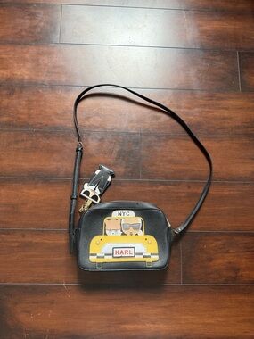Karl Lagerfeld Black Crossbody with Yellow Taxi Applique